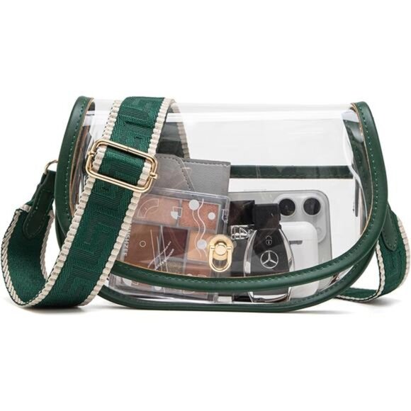 NEW Green/Clear Crossbody Handbag Purse - Picture 1 of 4